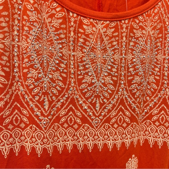 Ladies Orange Sleeveless Top BLEU with bling XL NWT - Picture 2 of 8